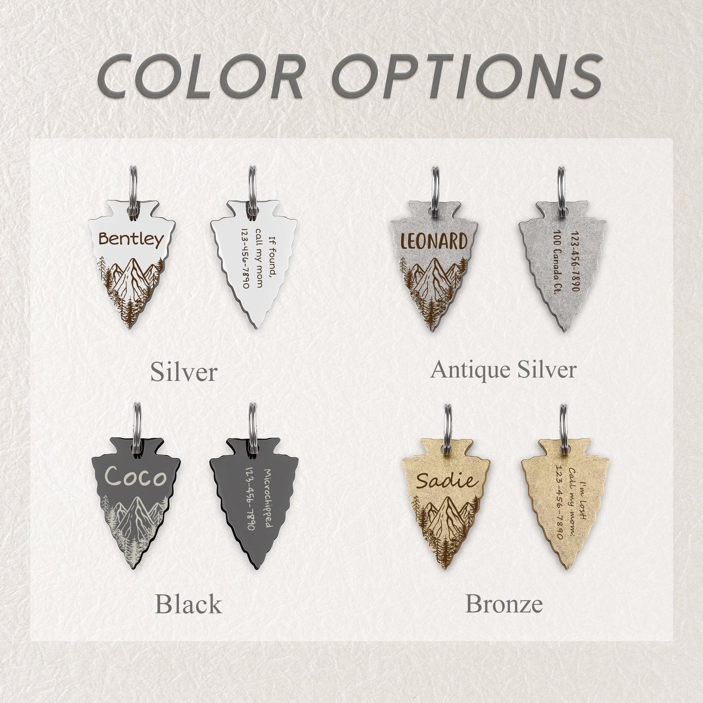 Moutain Peak Arrowhead Pet Tag