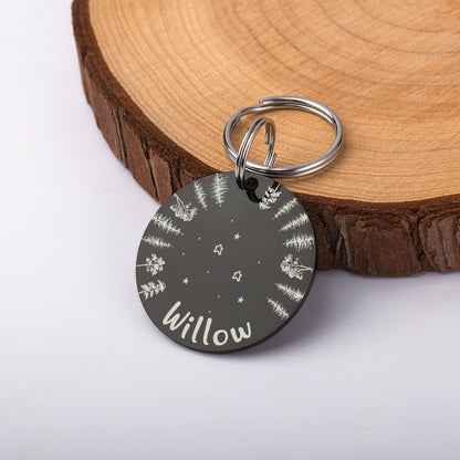 Round Stargazing Pet ID Dog Tag