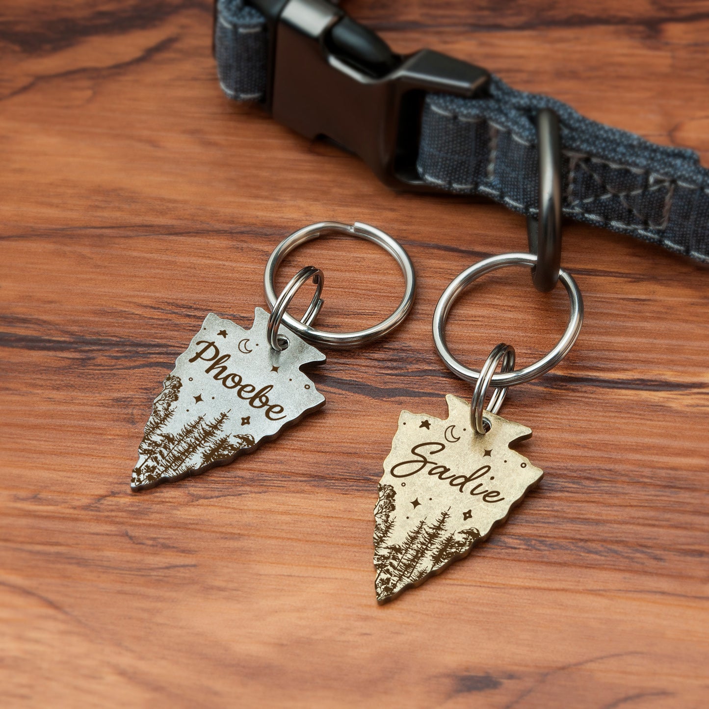 Woods and Starry Night Arrowhead Pet Tag