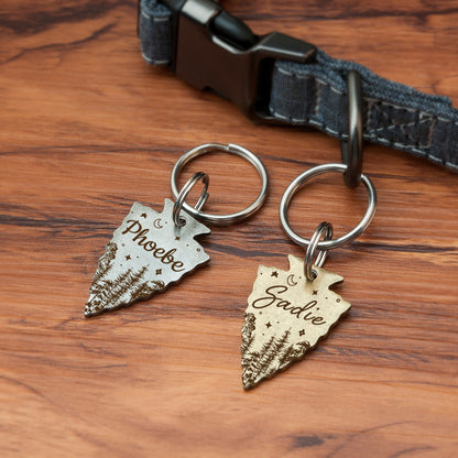 Woods and Starry Night Arrowhead Pet Tag