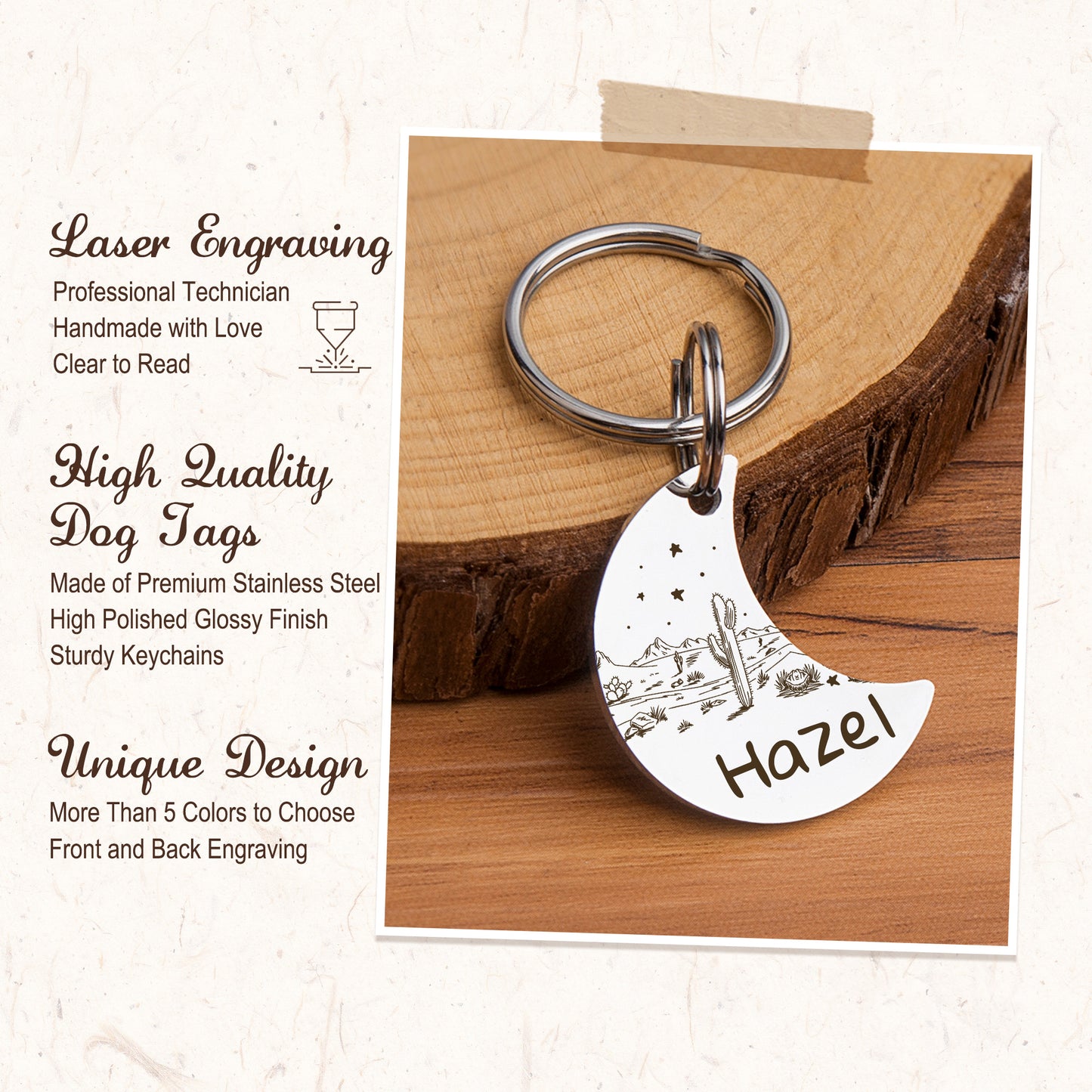 Mountain Stars Moon Shaped Pet Tag