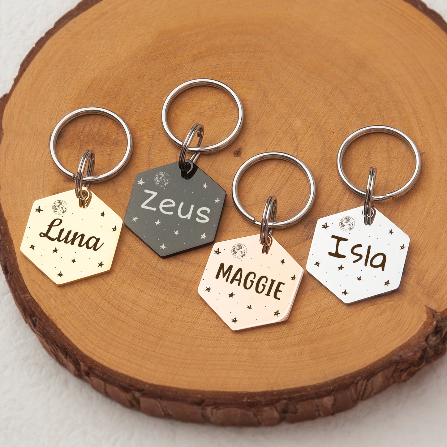 Space Hexagon Shaped Pet ID Dog Tag