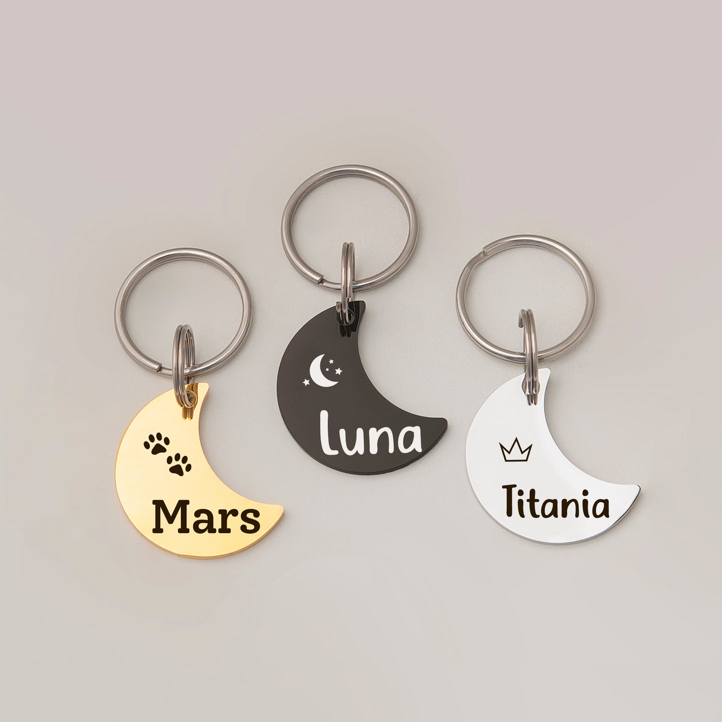 Personalized Moon Shaped Pet ID Tag