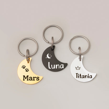 Personalized Moon Shaped Pet ID Tag
