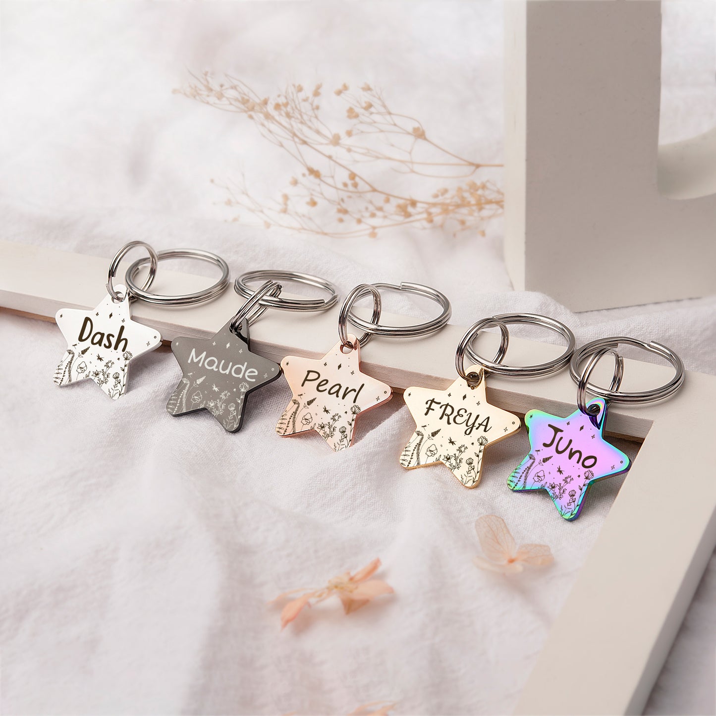 Star Wildflowers Pet ID Dog Tag