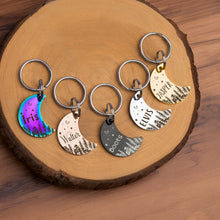 Load image into Gallery viewer, Personalized Moon Shaped Woods and Starry Sky Pet ID Dog Tag
