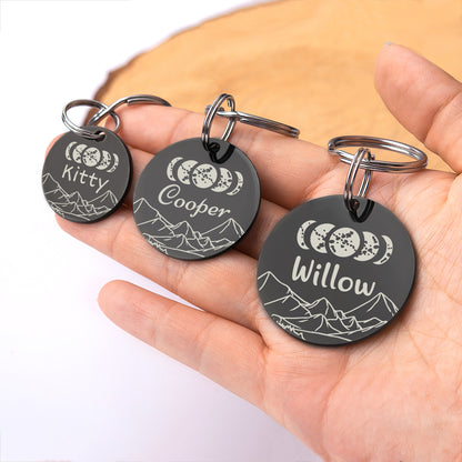 Round Moon Phase Pet ID Tag