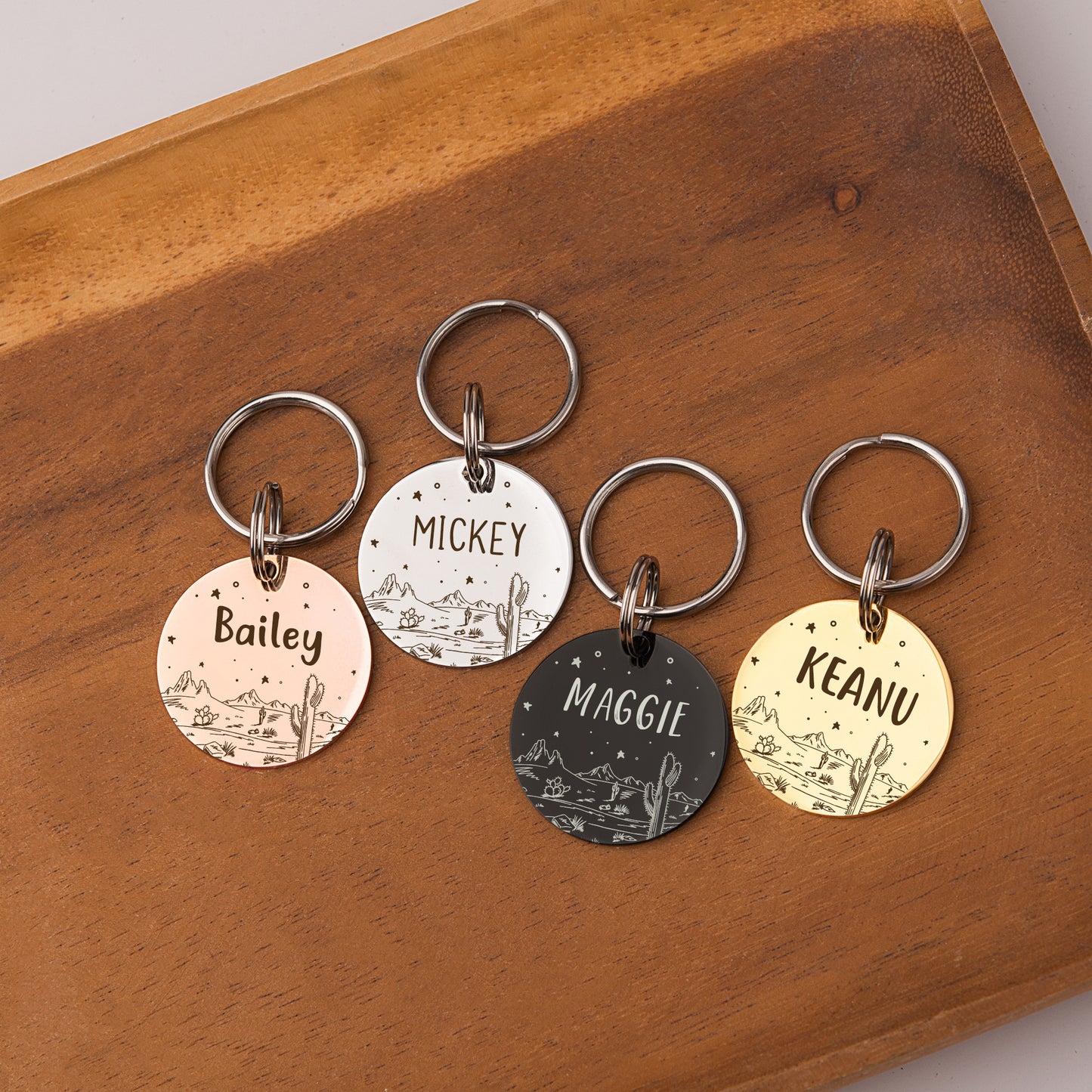 Round Desert Night Sky Pet ID Dog Tag