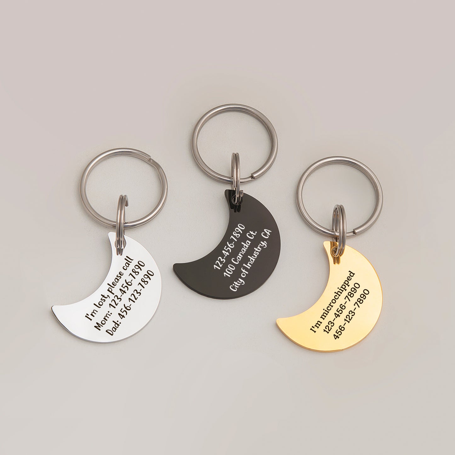 Personalized Moon Shaped Pet ID Tag