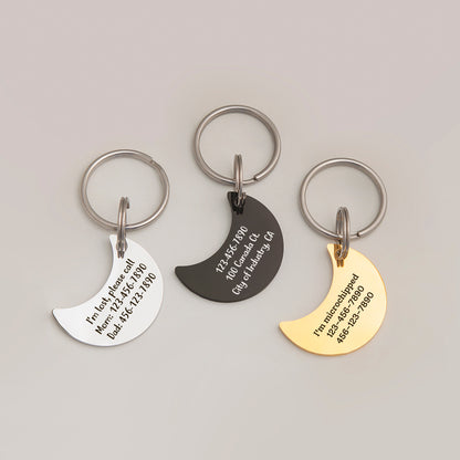 Personalized Moon Shaped Pet ID Tag