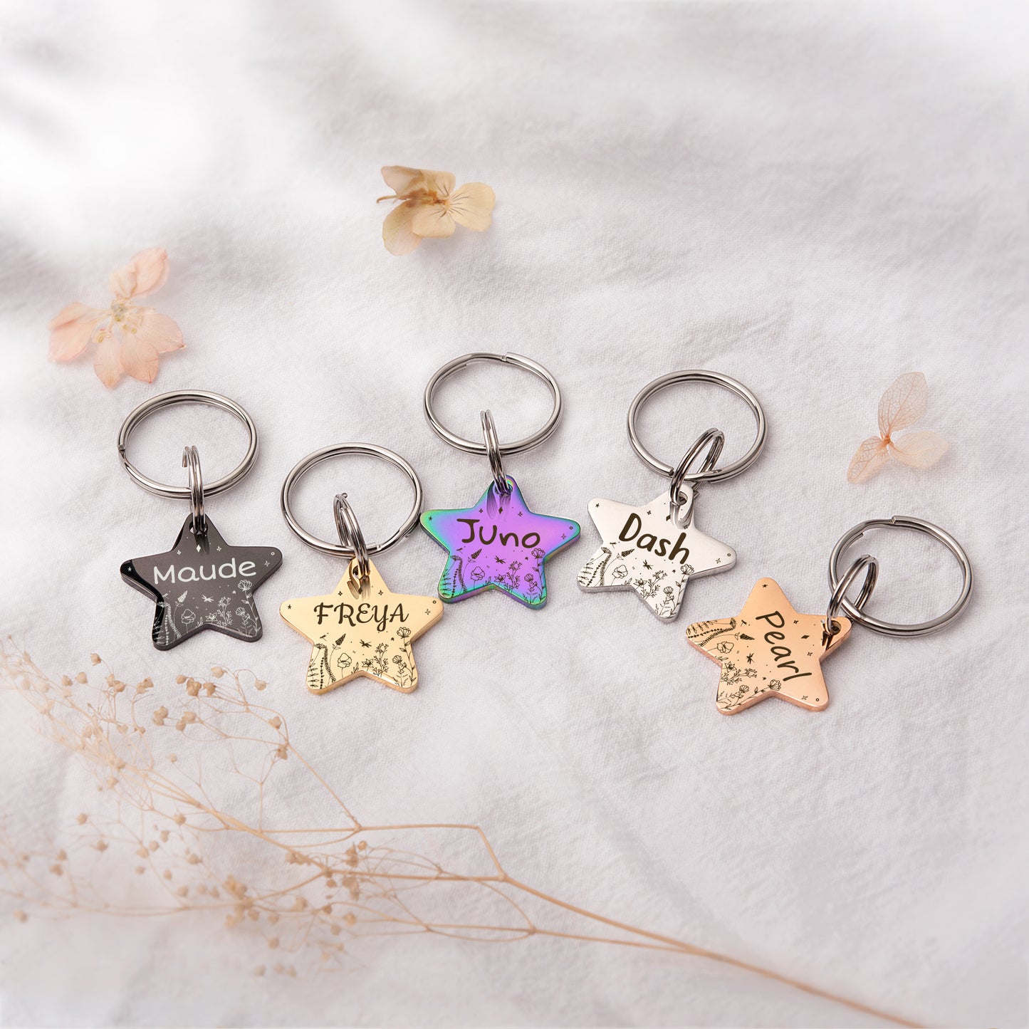 Star Wildflowers Pet ID Dog Tag