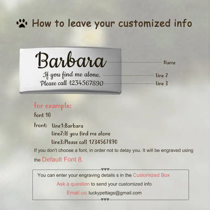 Personalized Silicon Slide-On Silent Pet ID Name Tag