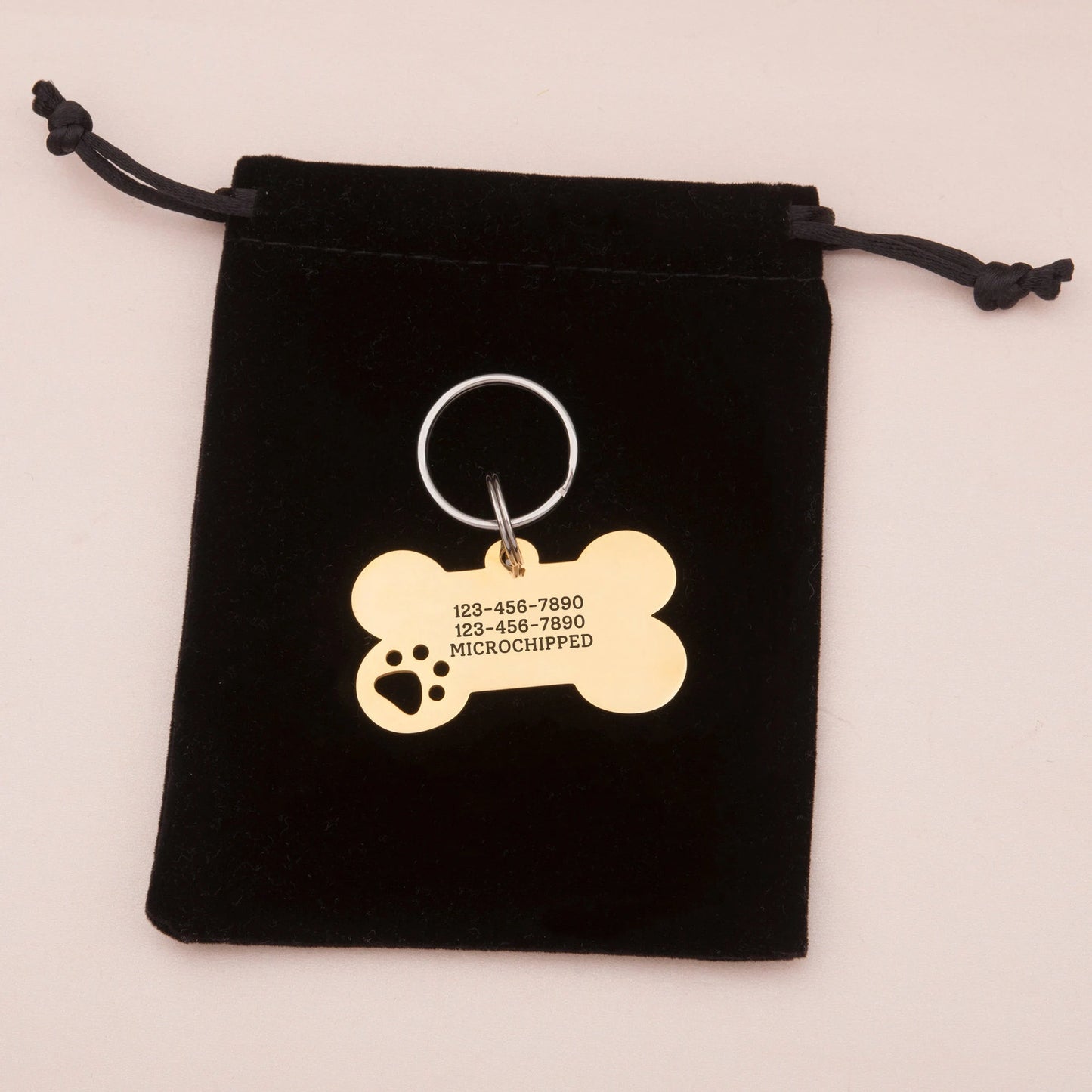 Paw Print Cut-Out Dog Bone Pet ID Tag