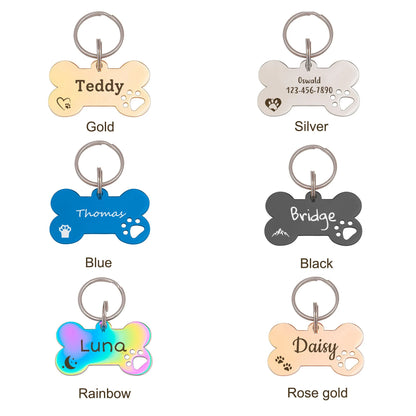 Paw Print Cut-Out Dog Bone Pet ID Tag