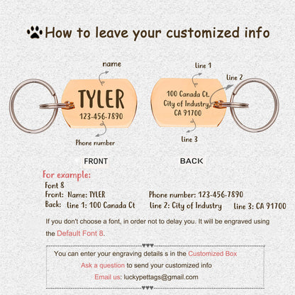 Personalized Dog Tag Shaped Classic Pet ID Dog Tag