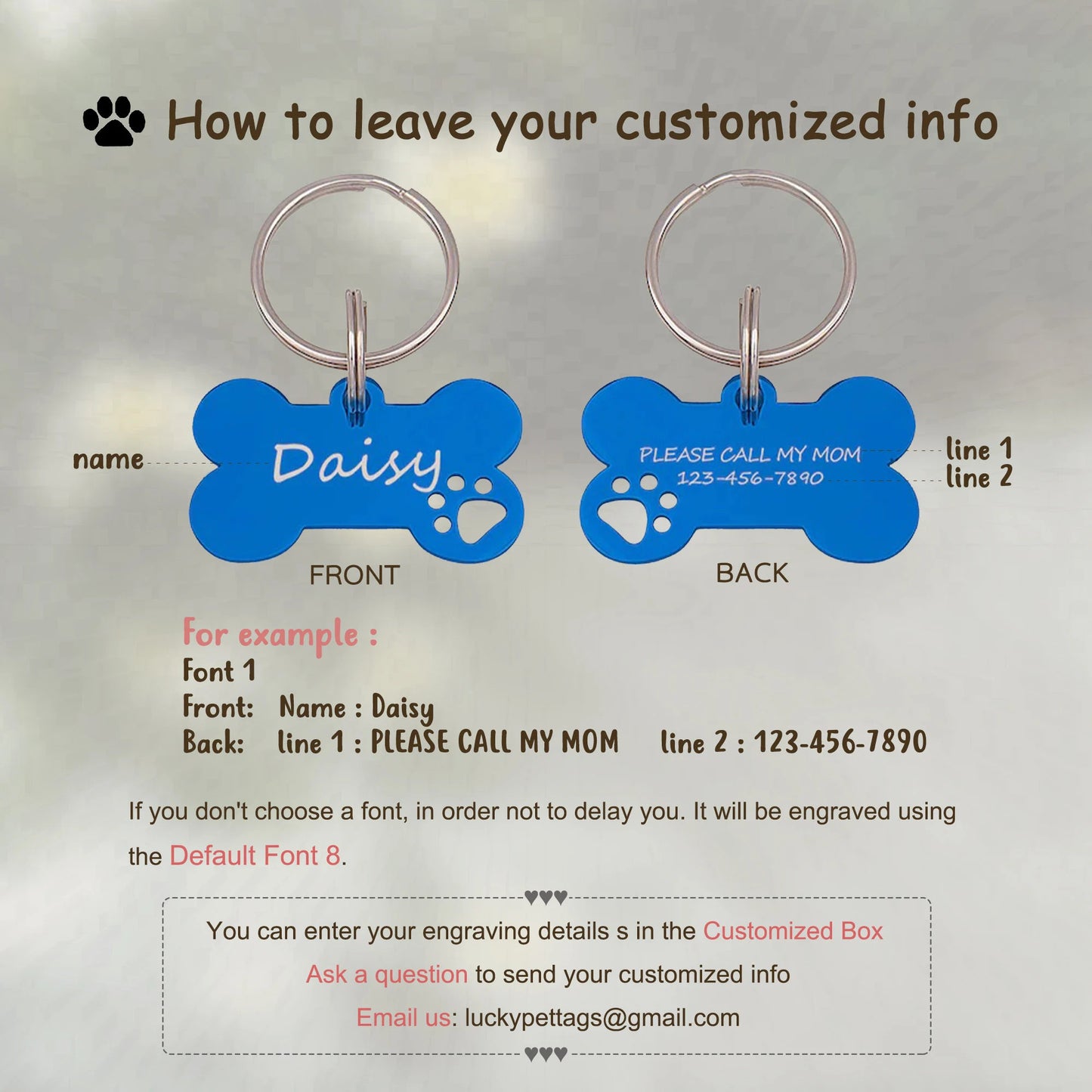 Paw Print Cut-Out Dog Bone Pet ID Tag