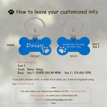 Load image into Gallery viewer, Paw Print Cut-Out Dog Bone Pet ID Tag
