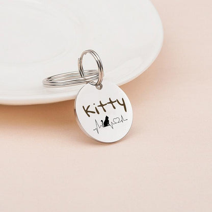 Round EKG Pet ID Dog Tag