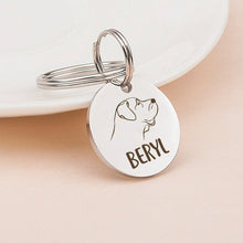 Load image into Gallery viewer, Personalized Round Shaped Dog Face Pet ID Dog Tag
