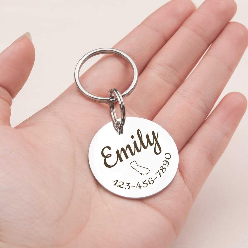 Round Name & State Pet ID Dog Tag