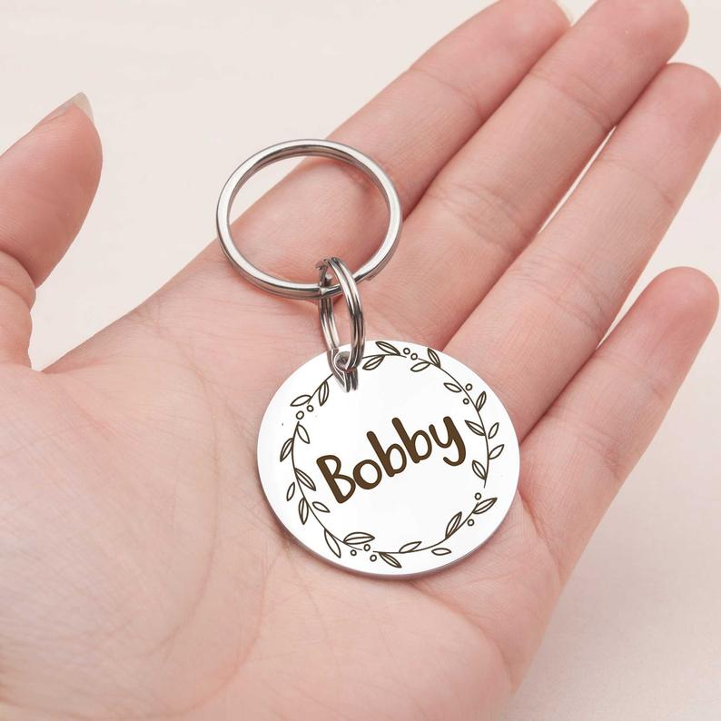 Round Shaped Name & Frame Pet ID Dog Tag