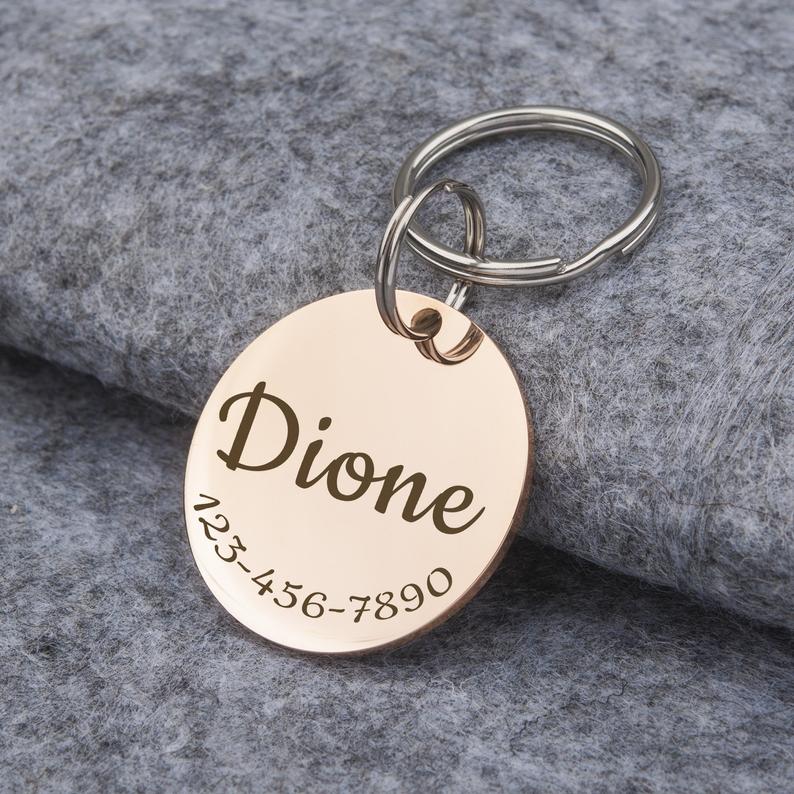 Round Name and Phone Number Pet ID Tag