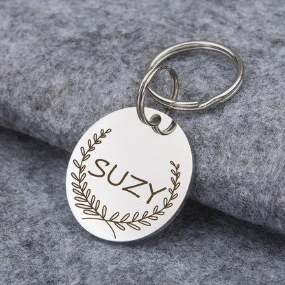 Round Shaped Name & Frame Pet ID Dog Tag