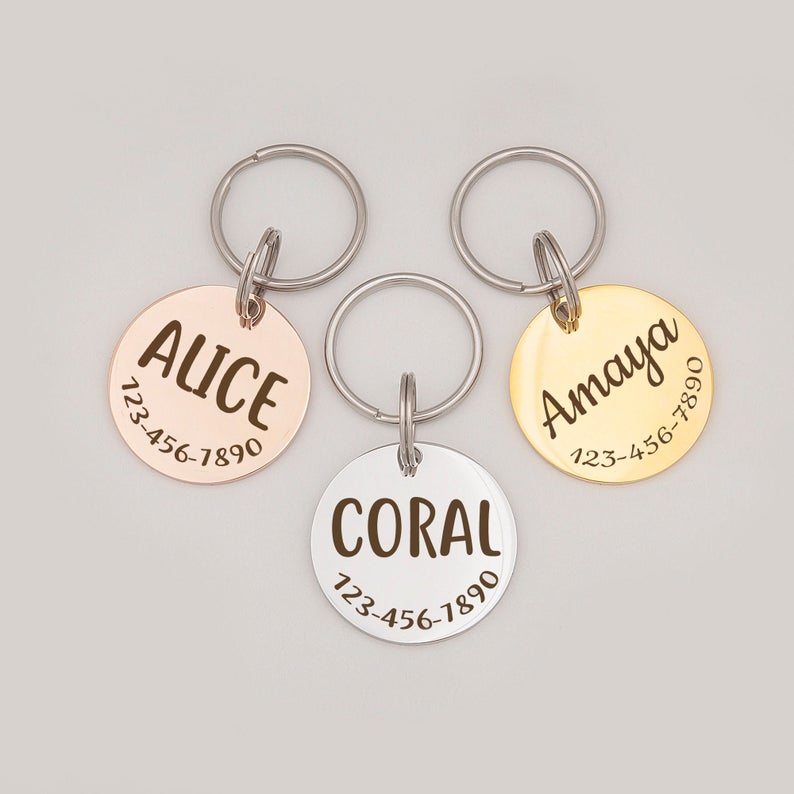 Round Name and Phone Number Pet ID Tag