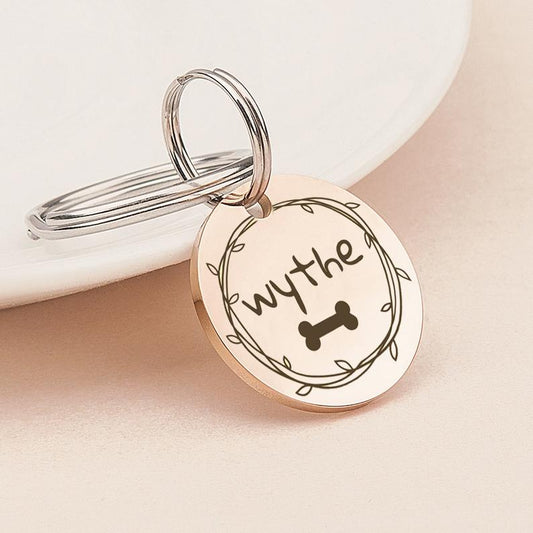 Round Name & Frame Pet ID Dog Tag