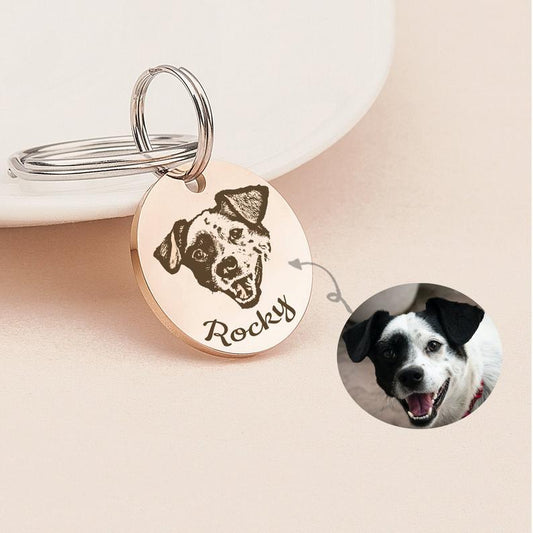 Round Pet Portrait Pet ID Dog Tag