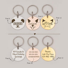 Load image into Gallery viewer, Personalized Round Shaped Animal Face Themed Pet ID Dog Tag
