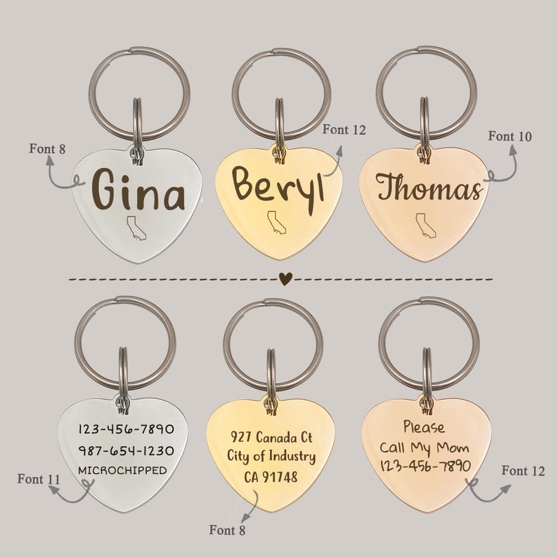 Heart Name and State Icon Pet ID Tag