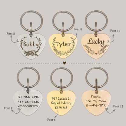 Name with Frame Design Heart Pet Tag