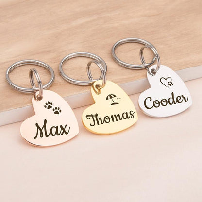 Name and Icon Sideways Heart Pet Tag