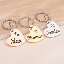 Load image into Gallery viewer, Personalized Heart Shaped Name and Icon Pet ID Dog Tag
