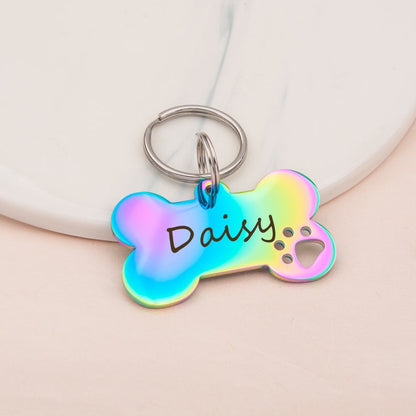 Dog Bone Paw Print Cut-Out Pet Tag