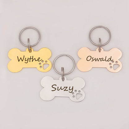 Dog Bone Paw Print Cut-Out Pet Tag