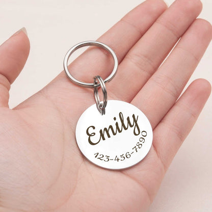 Round Name and Phone Number Pet ID Tag