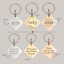 Load image into Gallery viewer, Personalized Diamond Shaped Name and Frame Pet ID Tag
