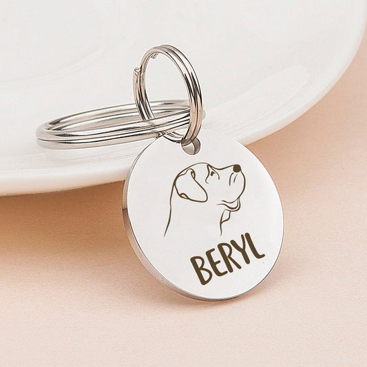 Round Dog Breed Icon Pet ID Dog Tag