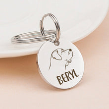 Load image into Gallery viewer, Personalized Round Shaped Dog Face Pet ID Dog Tag
