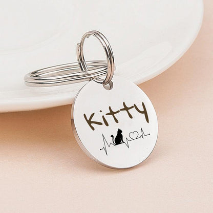 Round EKG Pet ID Dog Tag