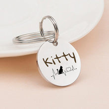 Load image into Gallery viewer, Personalized Round Shaped Dog Cat EKG Themed Pet ID Dog Tag
