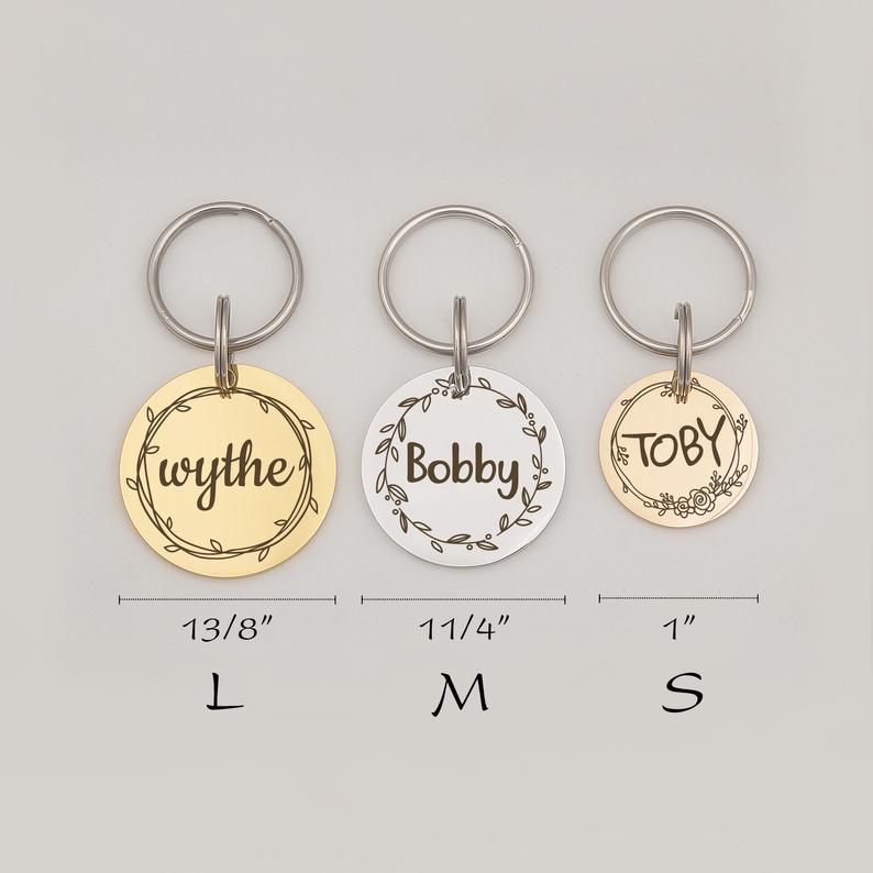 Round Shaped Name & Frame Pet ID Dog Tag