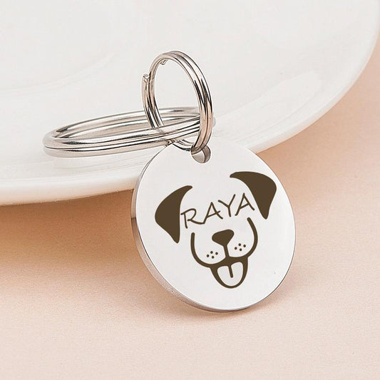 Round Animal Face Pet ID Dog Tag