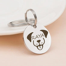 Load image into Gallery viewer, Personalized Round Shaped Animal Face Themed Pet ID Dog Tag
