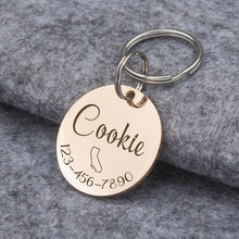 Load image into Gallery viewer, Personalized Round Shaped Name &amp; State Pet ID Dog Tag
