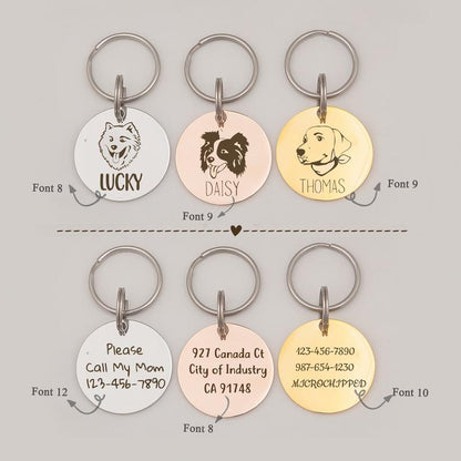 Dog Breed Icon Round Pet Tag