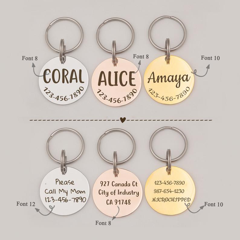 Round Name and Phone Number Pet ID Tag