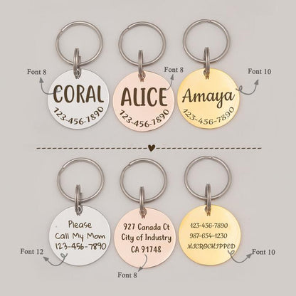 Round Name and Phone Number Pet ID Tag